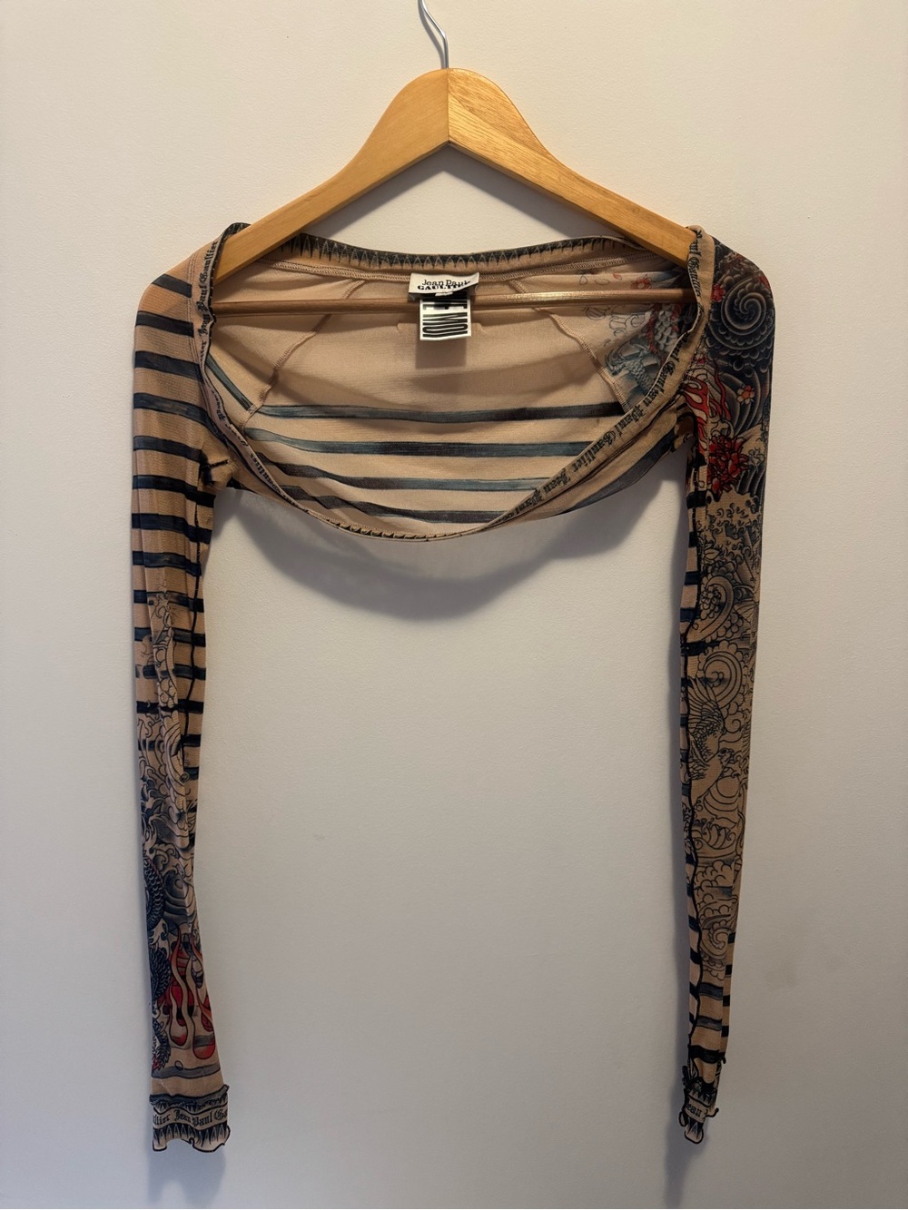 Jean Paul Gaultier Beige & Navy Striped Shrug Bolero